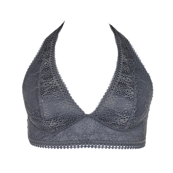 VICTORIA'S SECRET Grey Lace Halter Bralette M - Picture 1 of 7